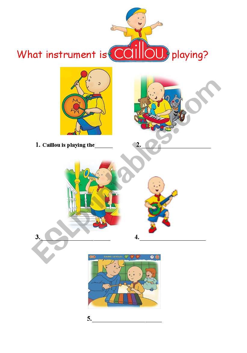 what instrument is caillou playing?