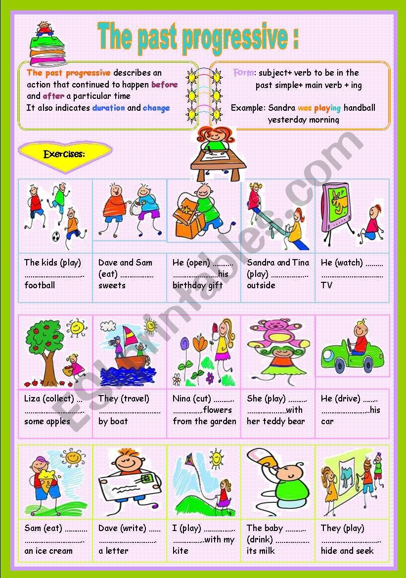 The Past Progressive ESL Worksheet By Ben 10