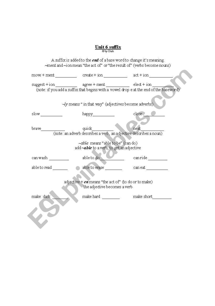 Suffix part 2 worksheet