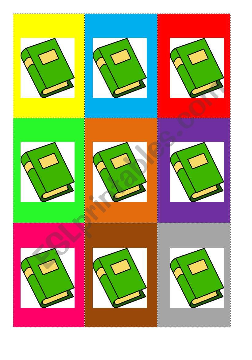Uno cards about school objects and colours