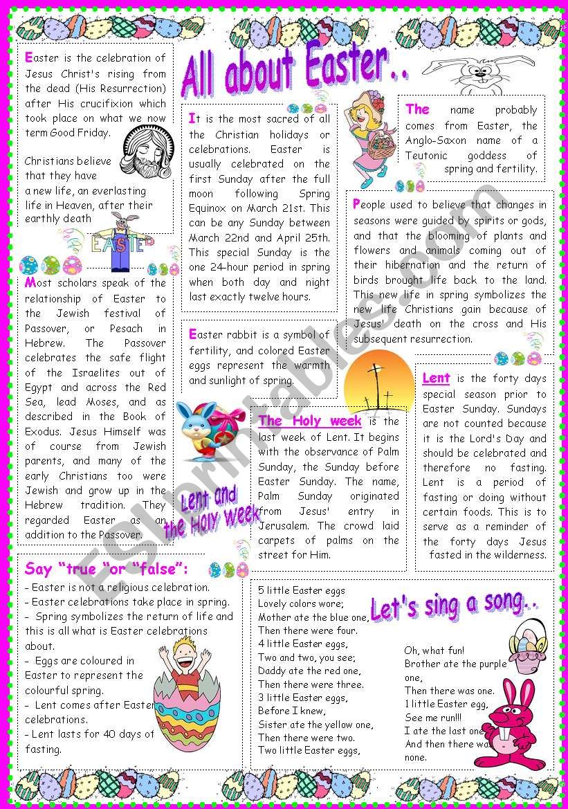 All about Easter.. worksheet