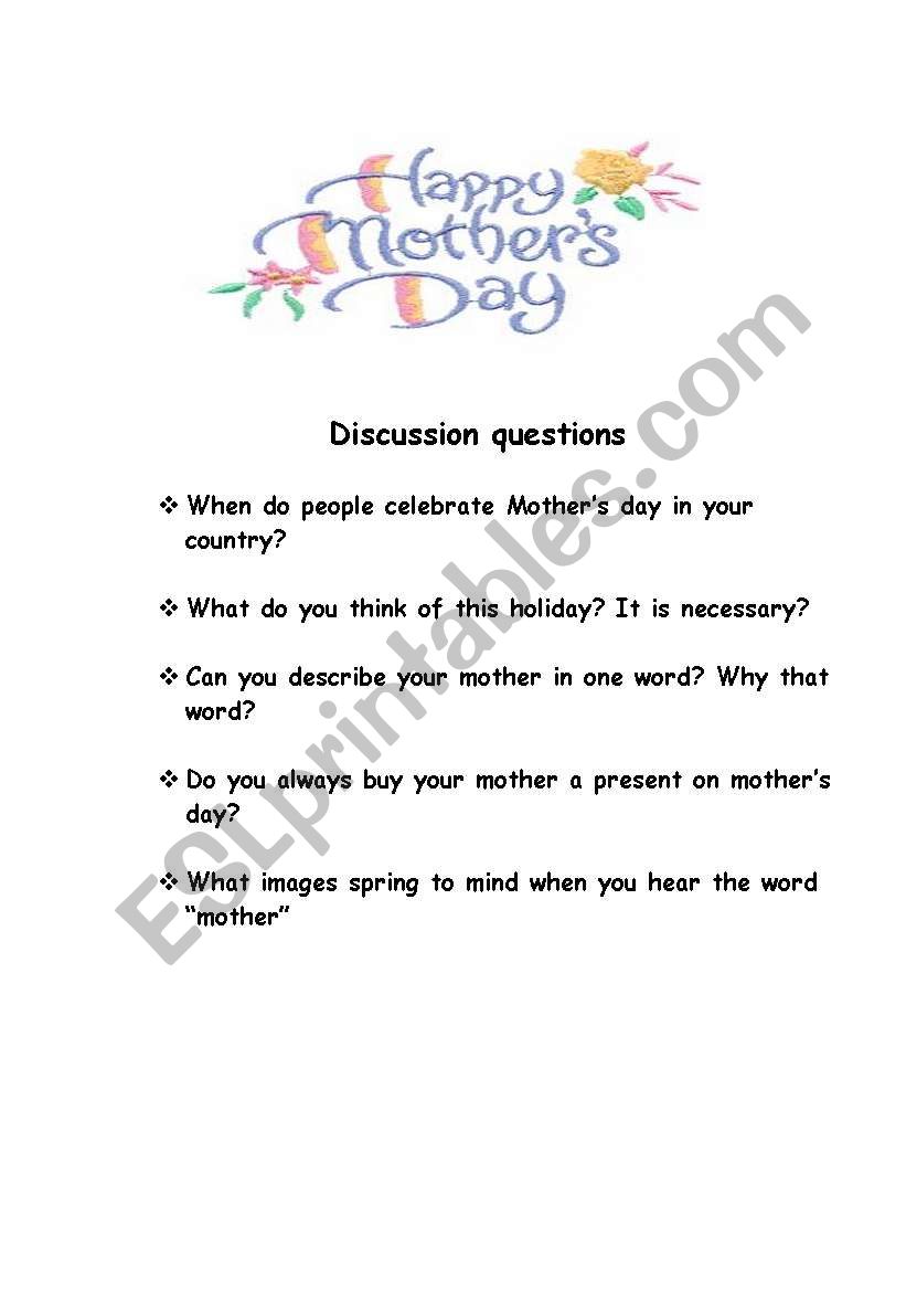 discussion questions mothers day