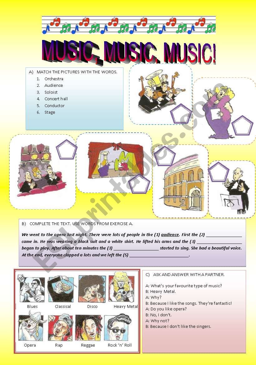 MUSIC, MUSIC, MUSIC! worksheet