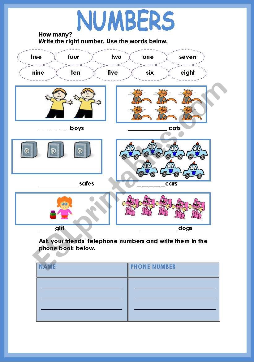 NUMBERS worksheet