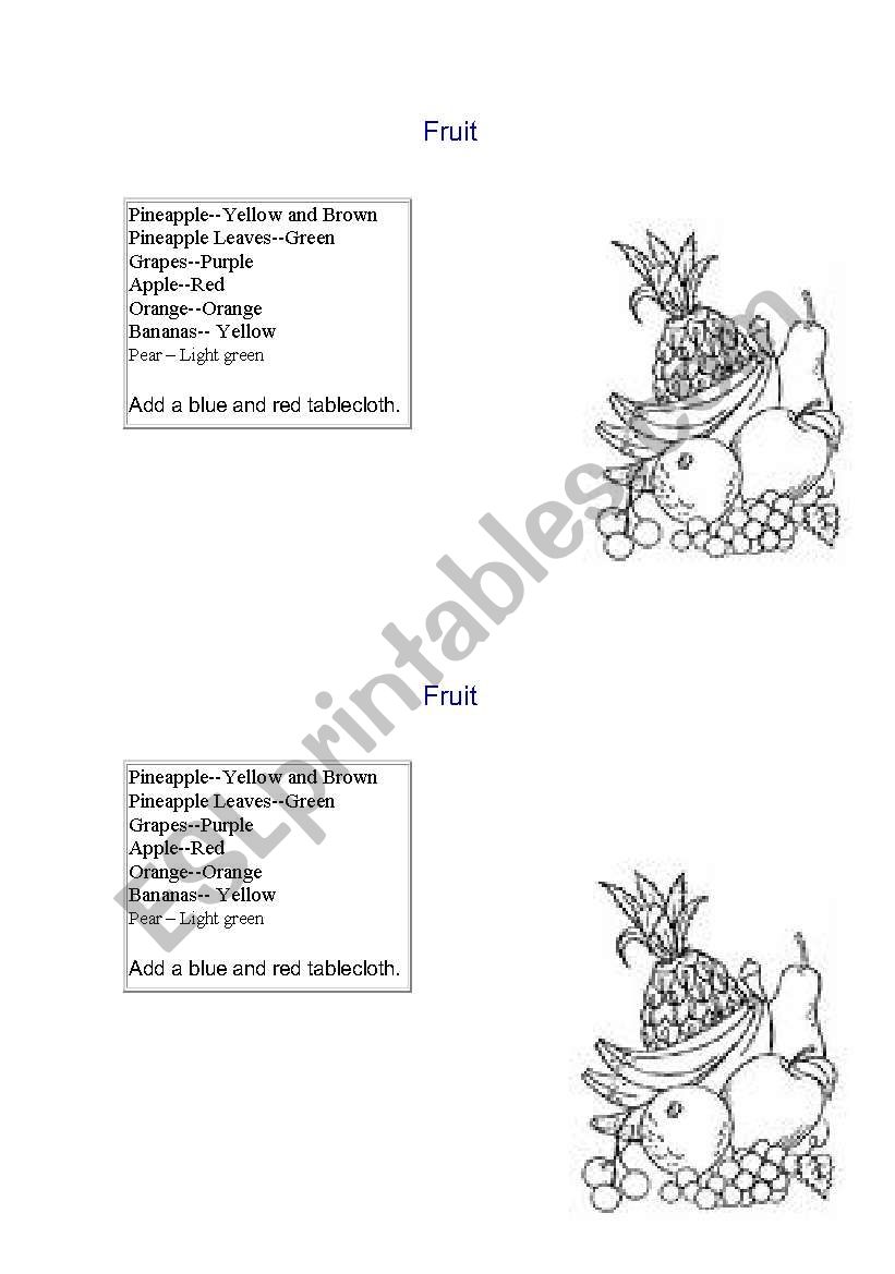 Color the fruit worksheet