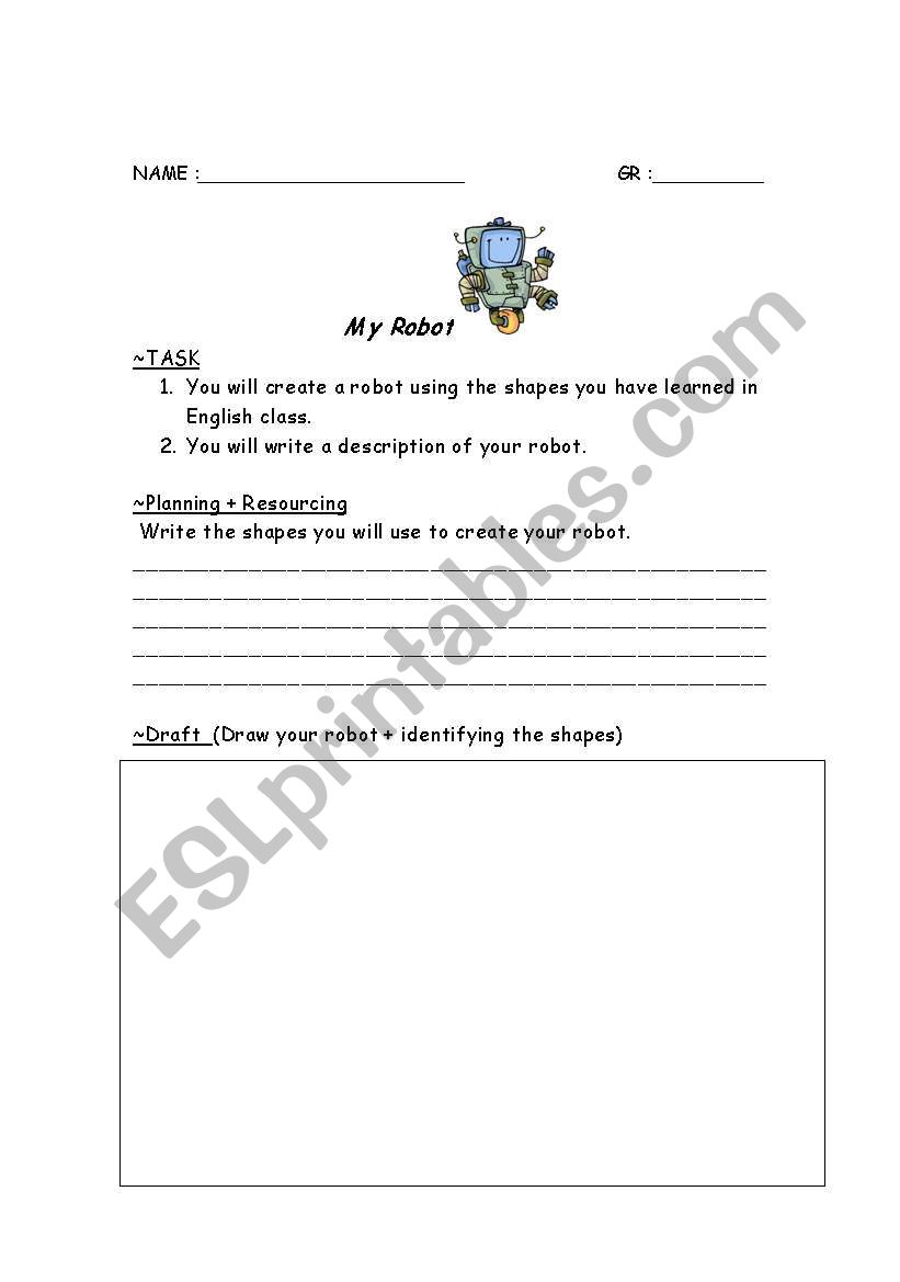 my robot worksheet