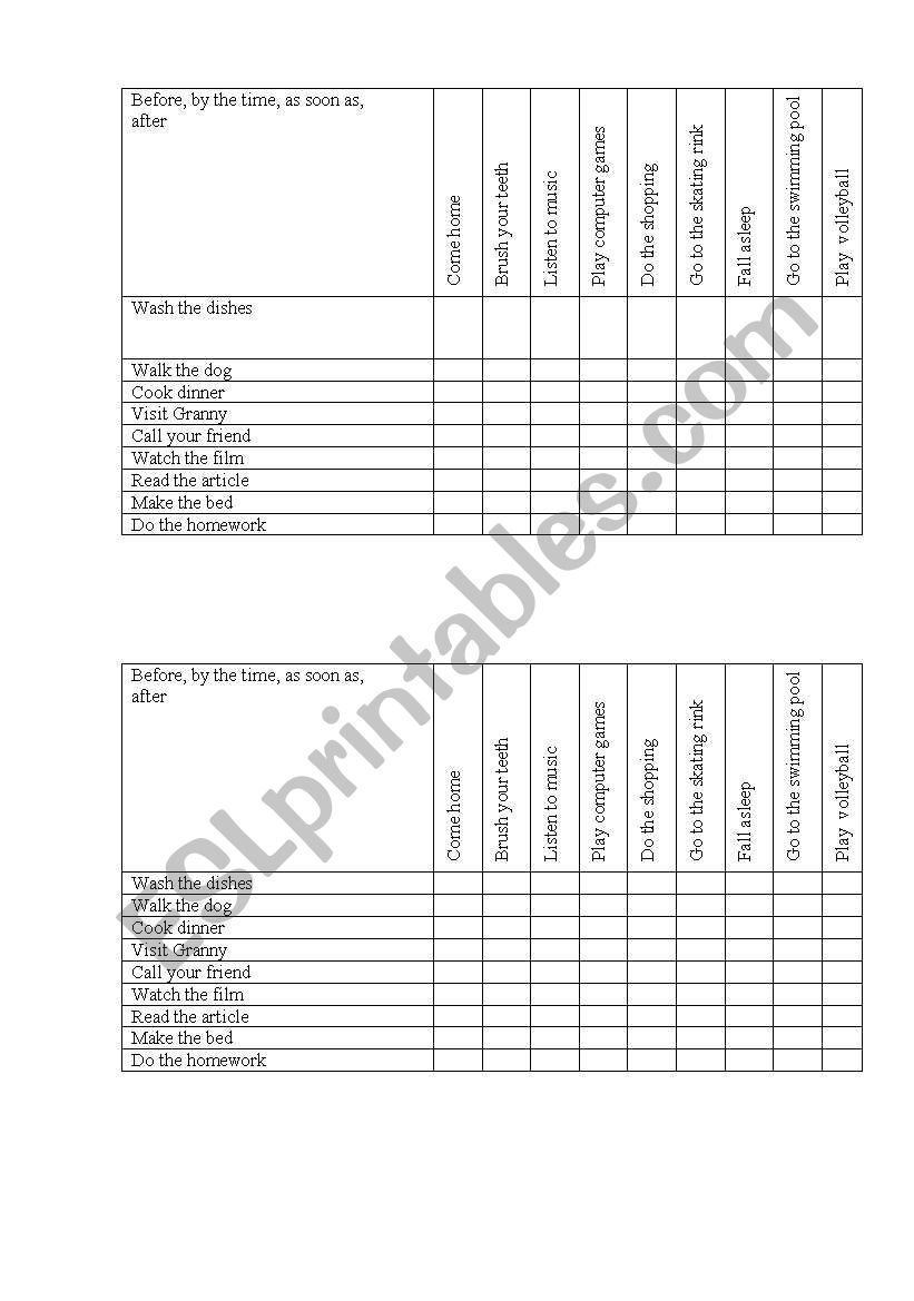 Past perfect shipbattle worksheet