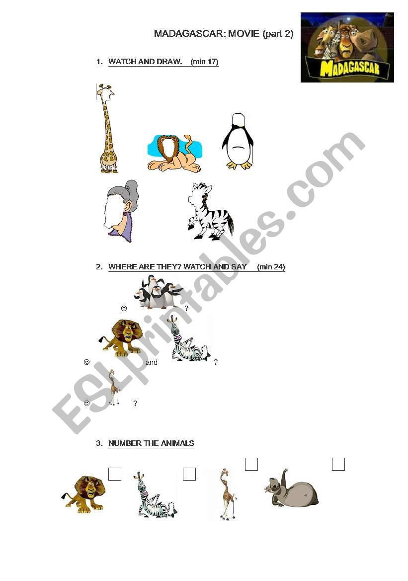 Madagascar movie part 2 worksheet