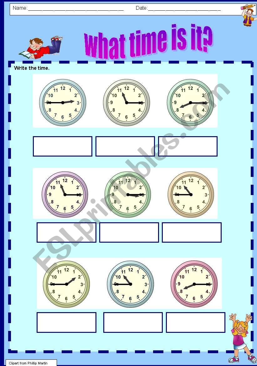 Telling the time 2 worksheet