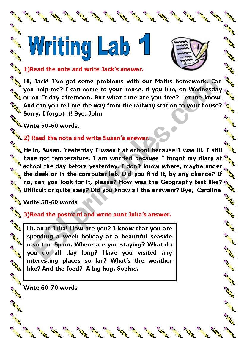 Writing Lab - Part one worksheet