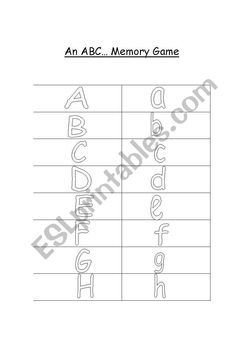 an abc memory game worksheet