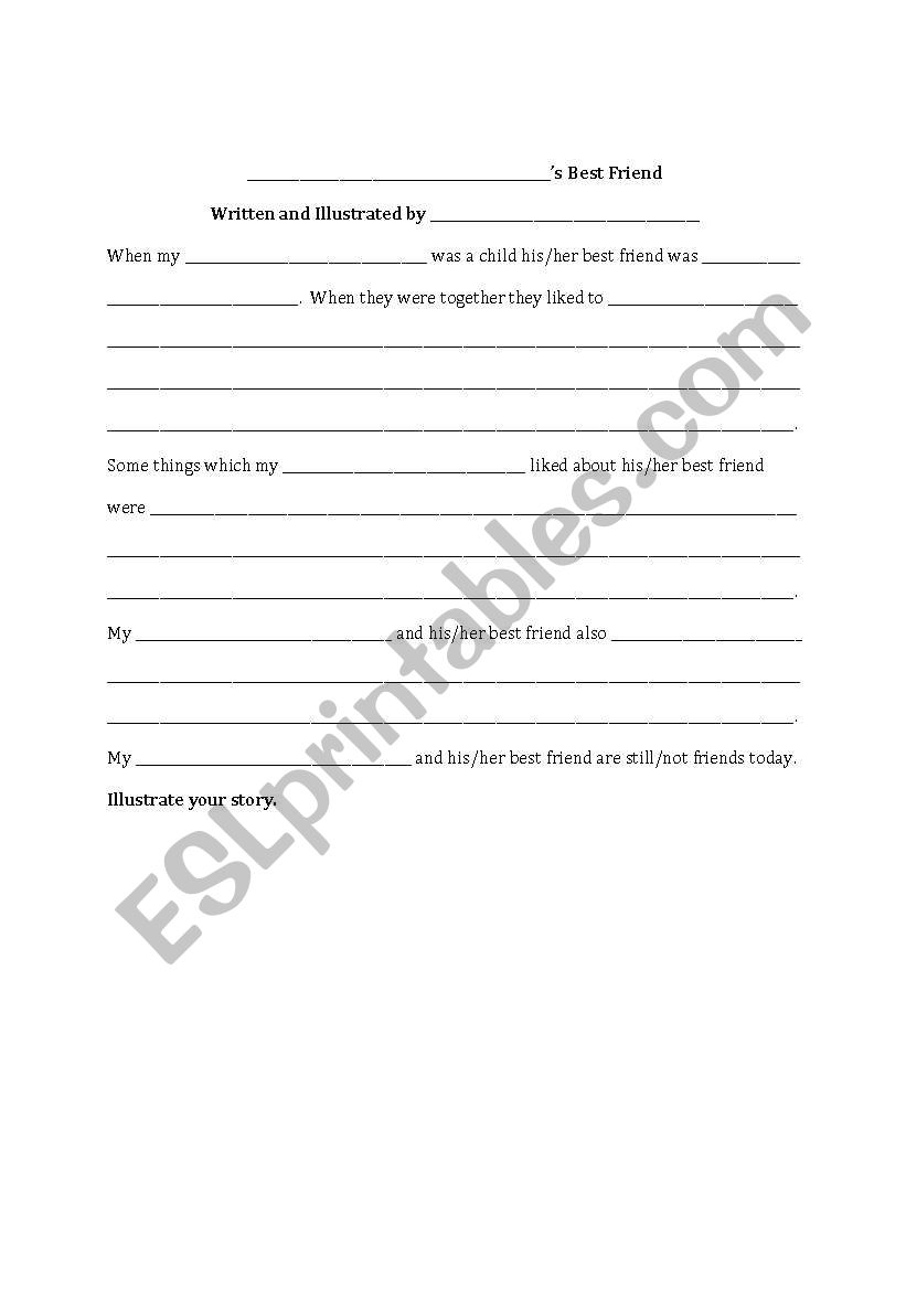 Best Friend Cloze Paragraph worksheet