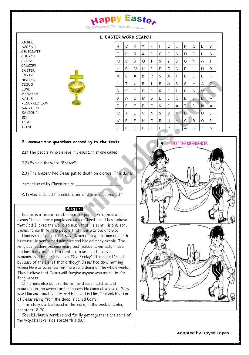 EASTER worksheet