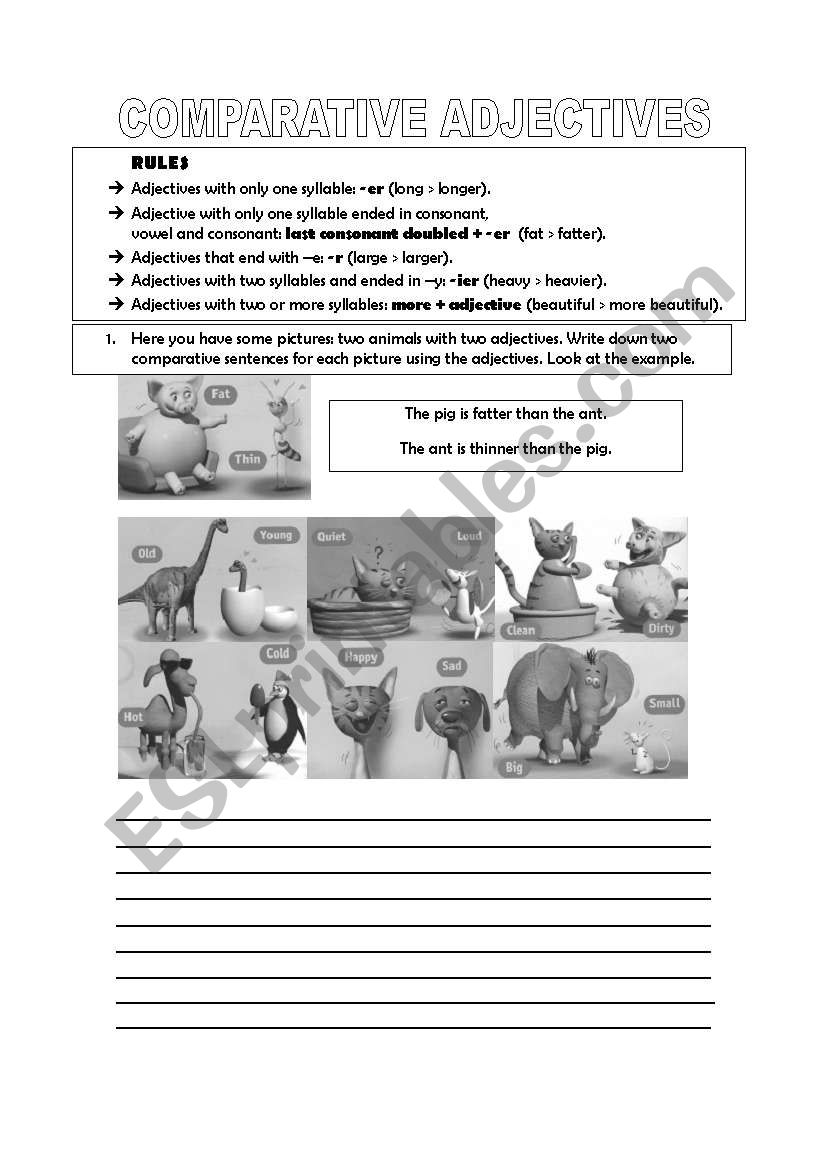 Comparative adjectives worksheet