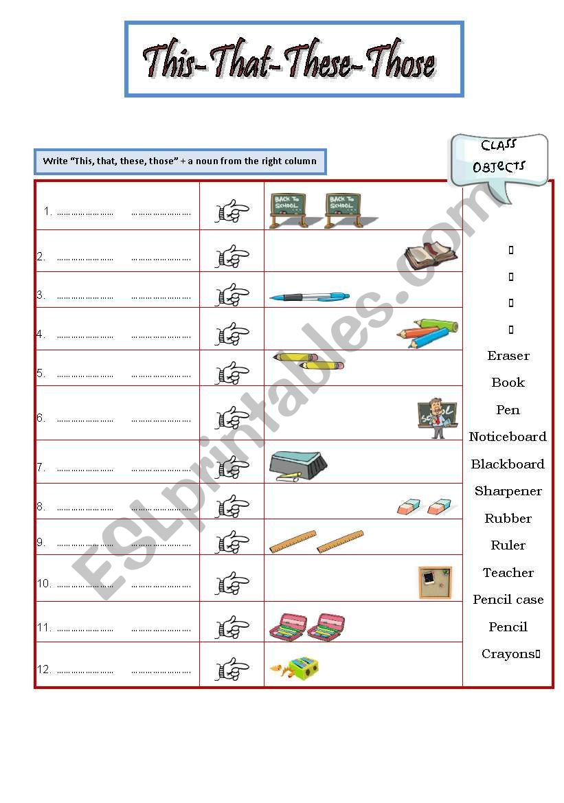 Demonstrative This-These-That-Those SET II (class objects vocabulary)