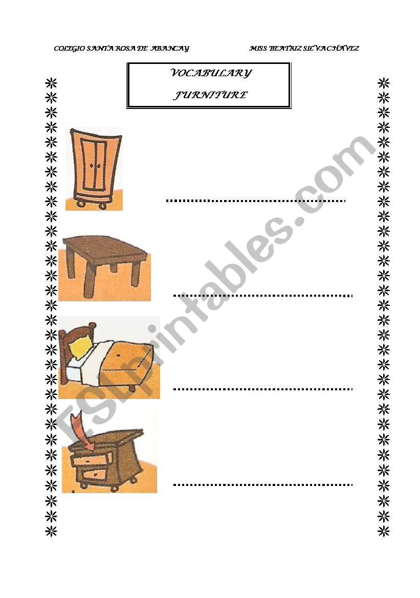 FURNITURE worksheet