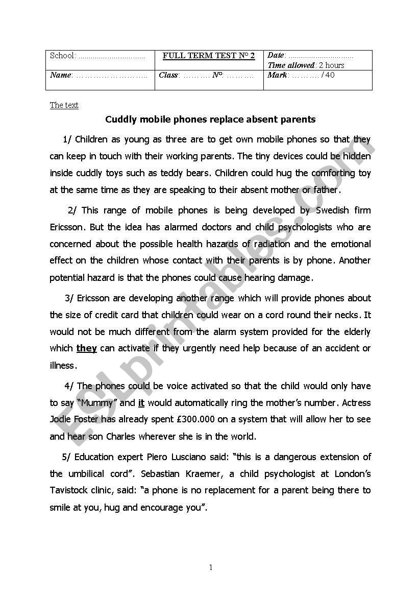 End of term test n2 worksheet