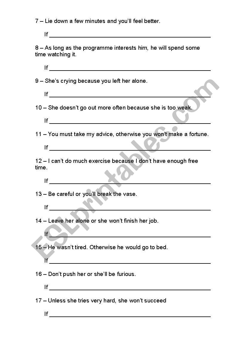 Conditional sentences 1 and 2 (II)