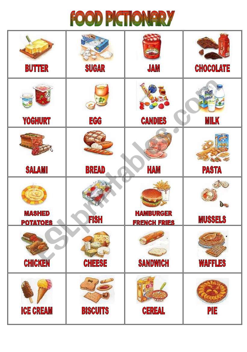FOOD PICTIONARY worksheet