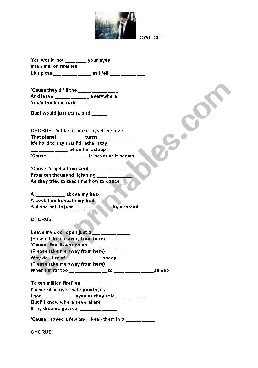 Owl City-song worksheet