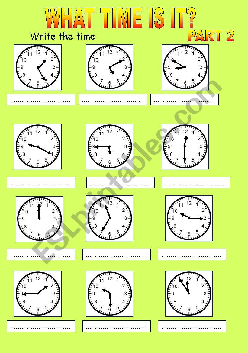 What time is it worksheet