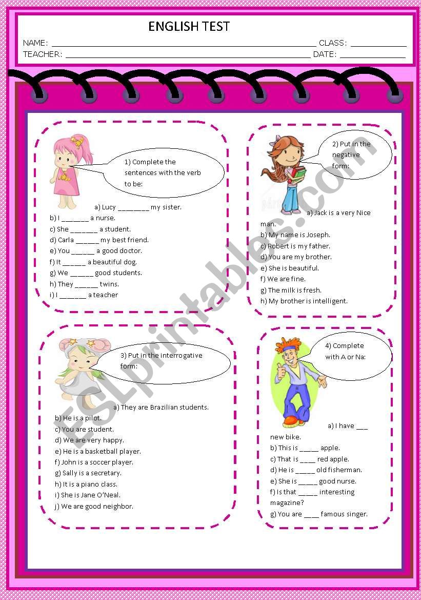 VERB TO BE worksheet