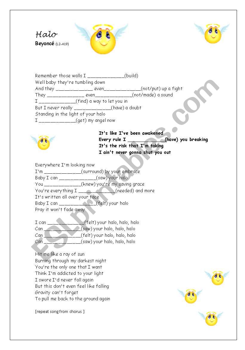 Song: Halo worksheet