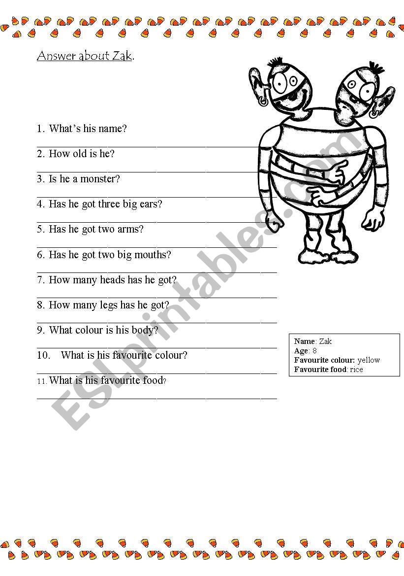 Answer about Zak worksheet