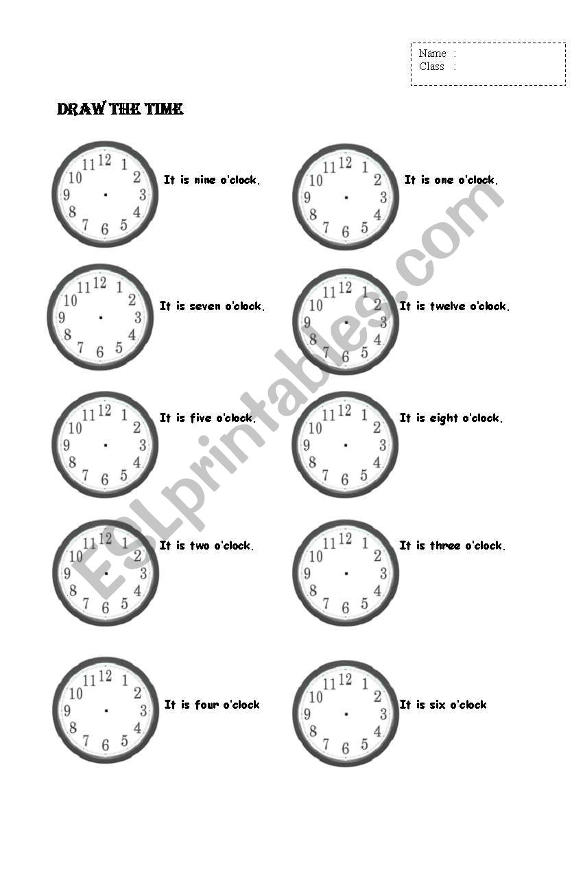 draw the time worksheet