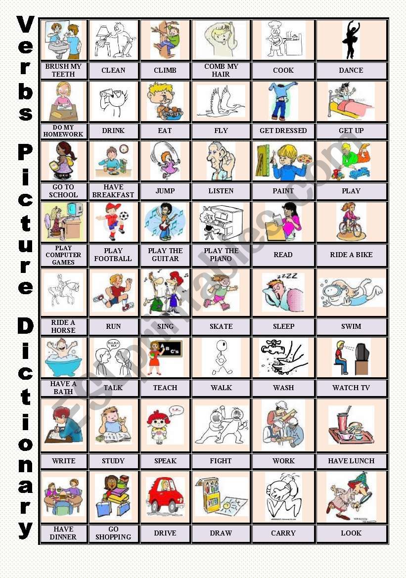 Verbs Picture Dictionary worksheet