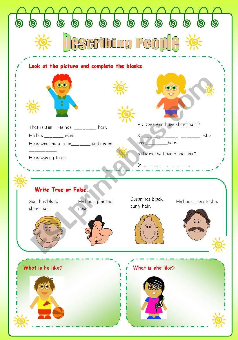 Describing People worksheet