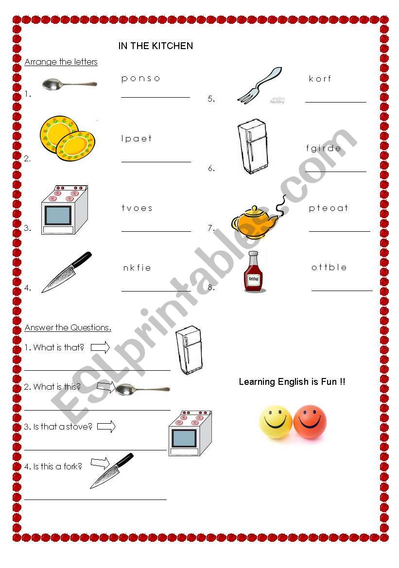 In The Kitchen worksheet