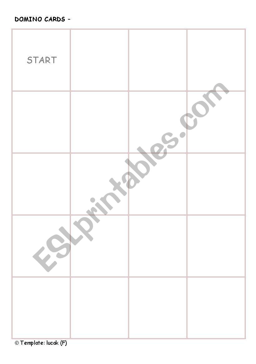 DOMINO GAME template worksheet