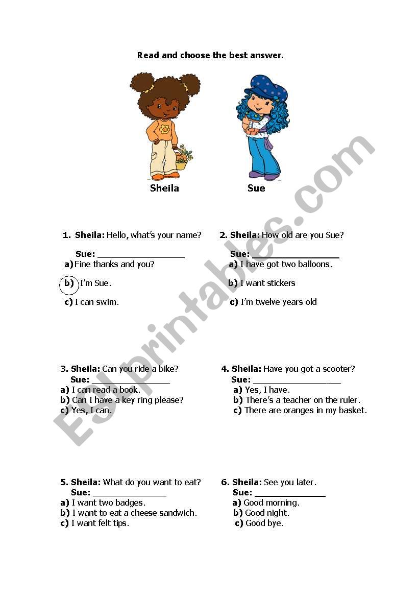 Reading for starters worksheet