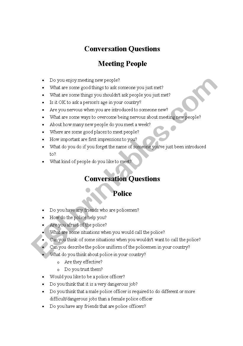 conversation questions worksheet