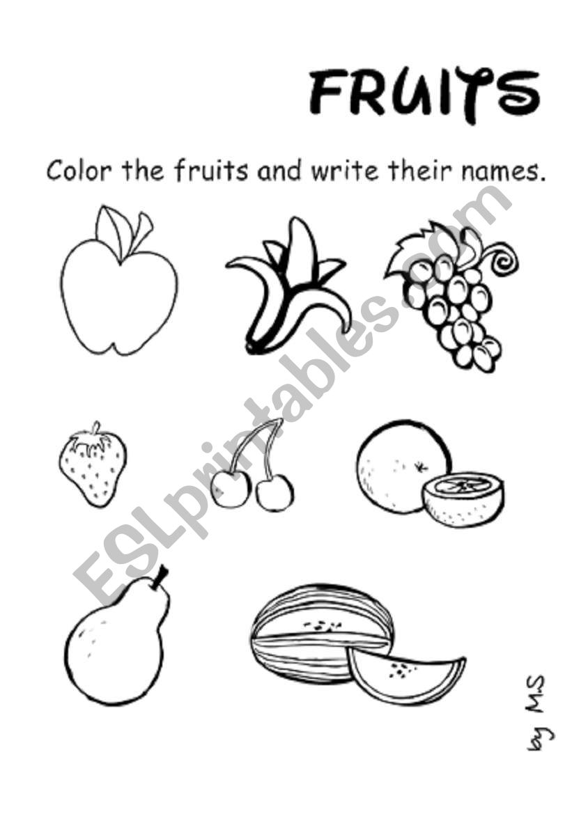 Fruits worksheet