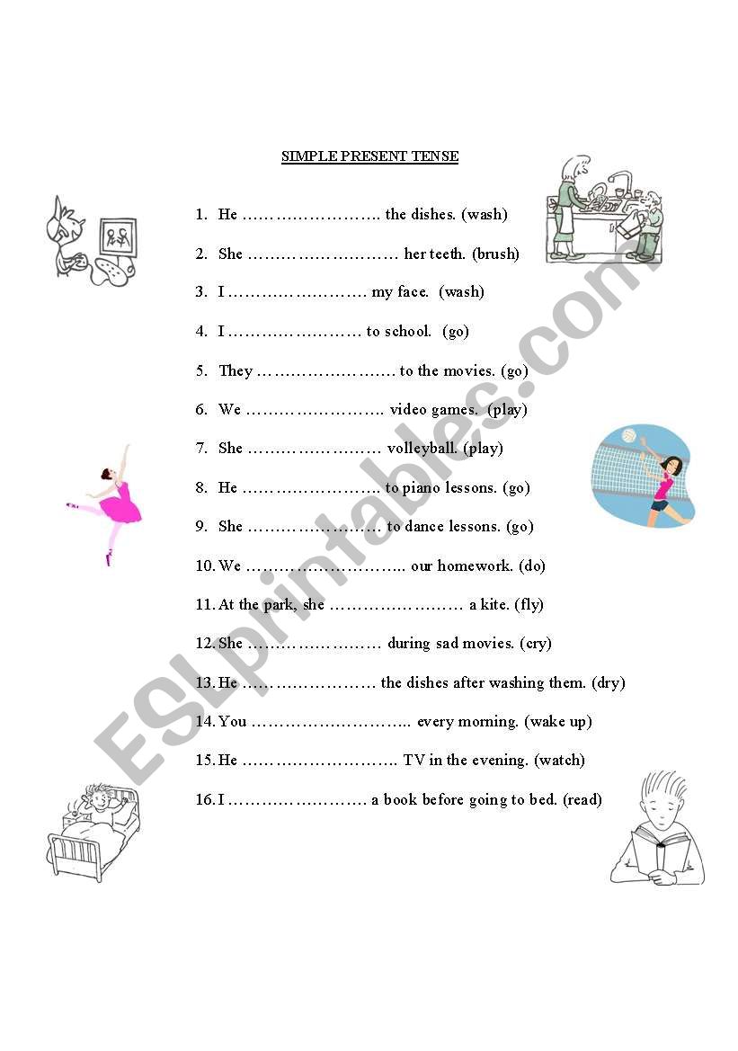 SIMPLE PRESENT TENSE - ESL worksheet by kitcatsullivan