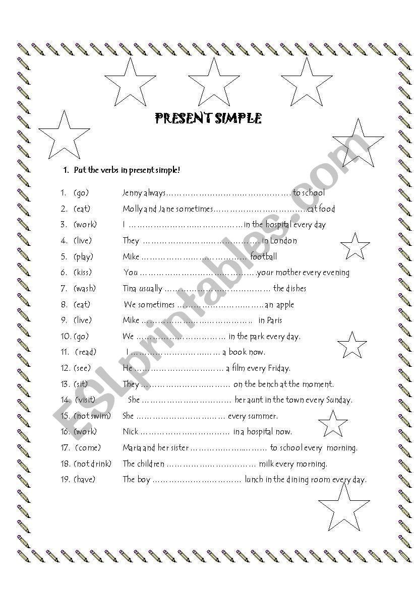 present simple  worksheet