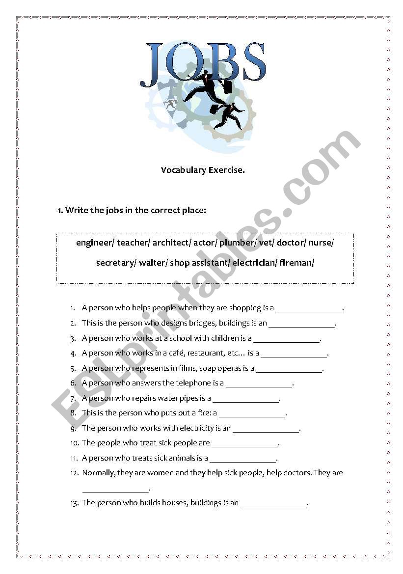 Jobs worksheet