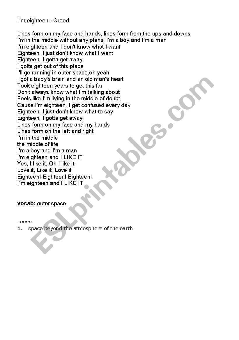 Song Im eighteen worksheet
