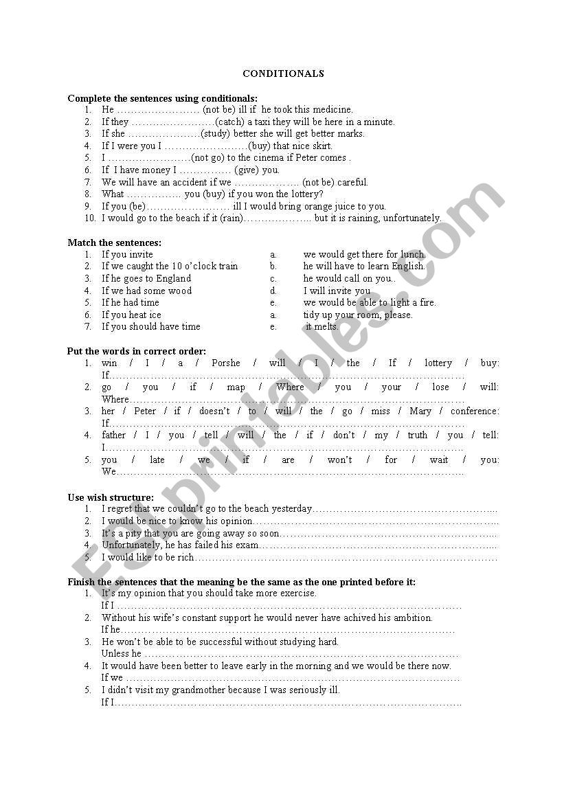  CONDITIONAL SENTENCES worksheet