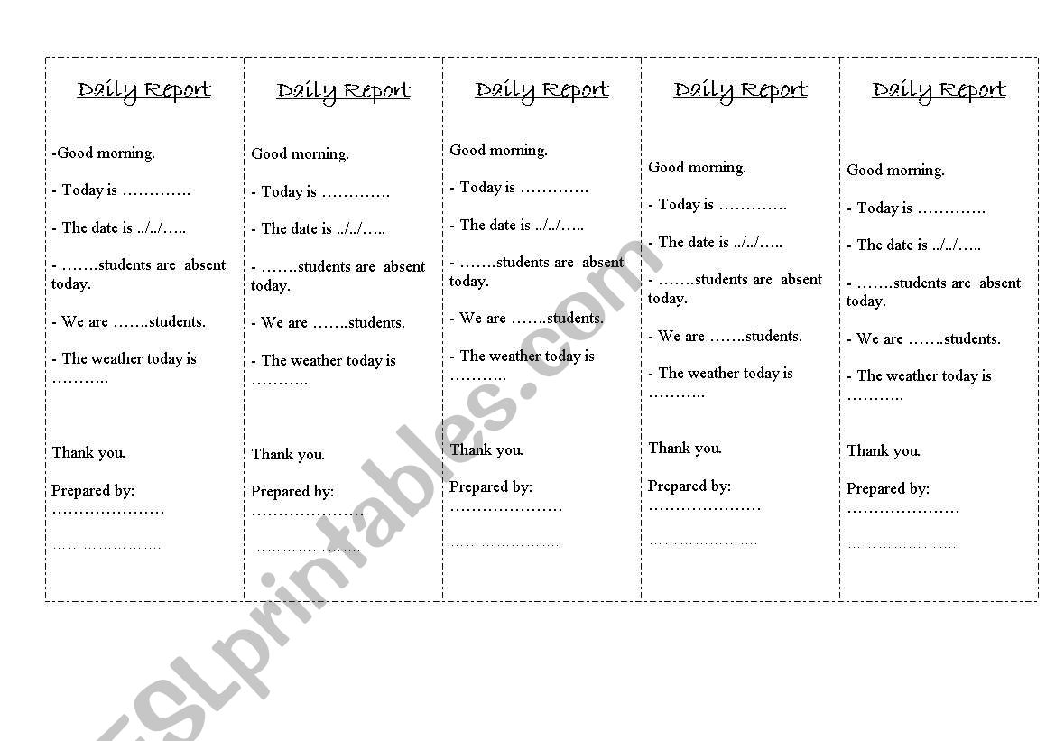 daily report worksheet