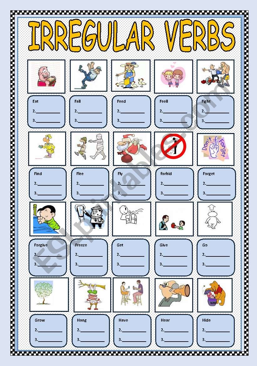 IRREGULAR VERBS ACTIVITY   (PART -2-)