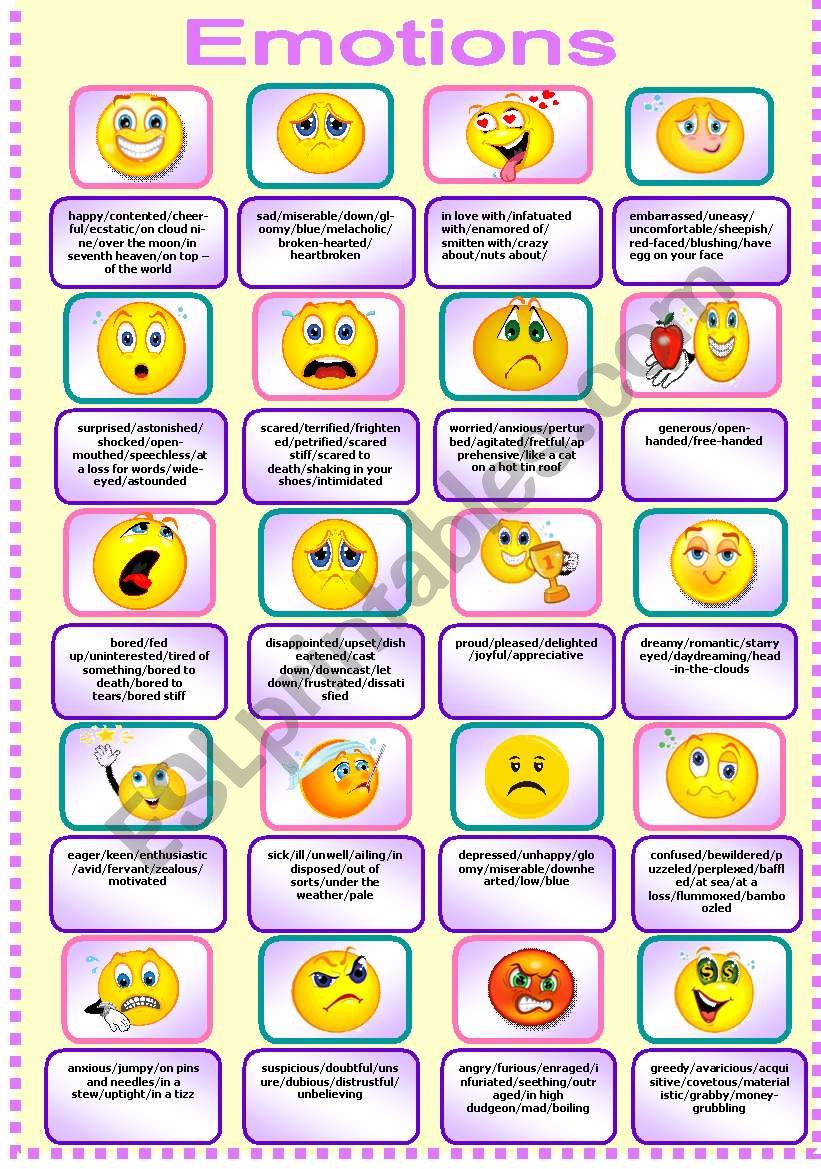 Emotions Pictionary worksheet