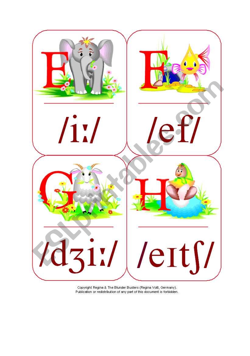 My Phonetic Animal Alphabet Flash cards 3/7 - ESL worksheet by