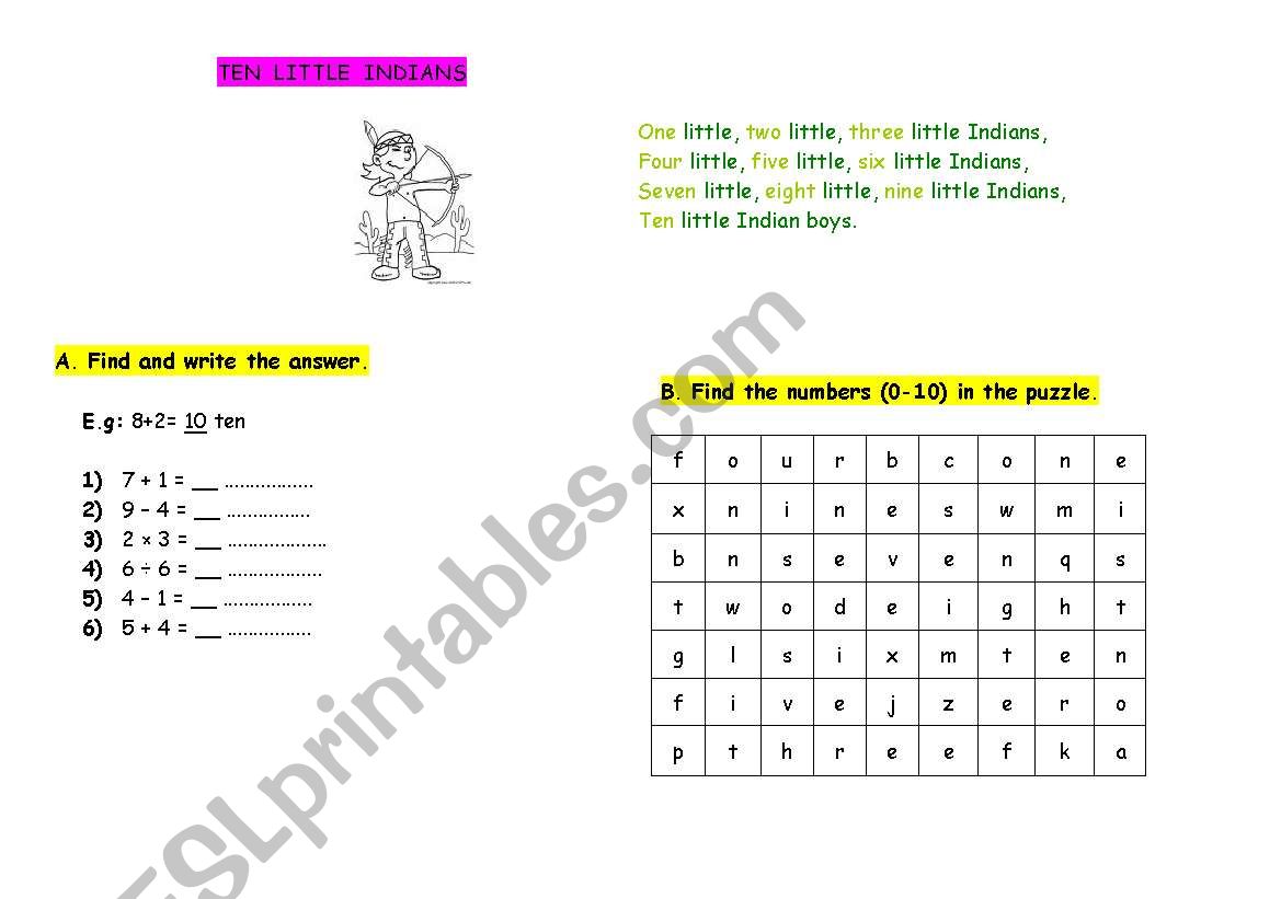 activities about numbers worksheet