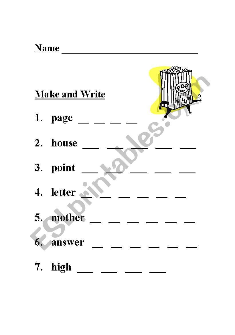 Make and Write worksheet