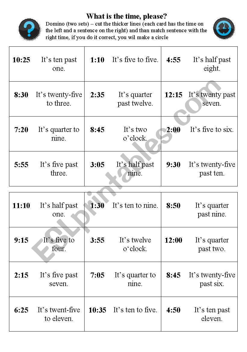 What is the time, please? worksheet