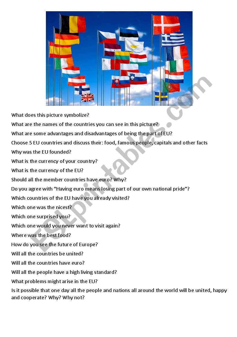 Picture based conversation worksheet