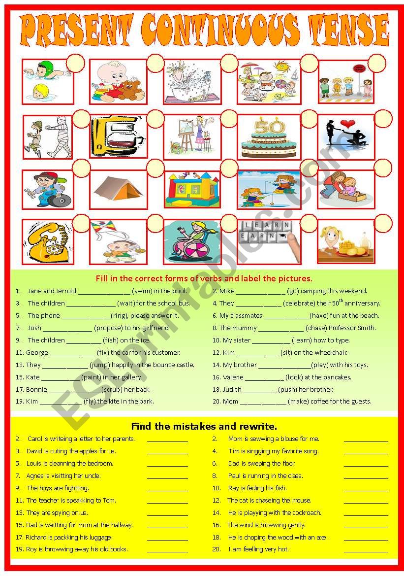 Present Continuous Tense  (B/W included)